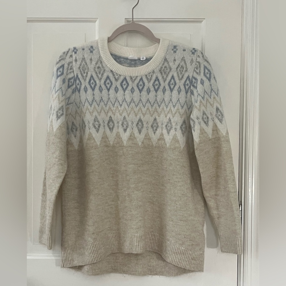 GAP Fair Isle Oatmeal Cream Sweater Size Small
